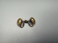 Miriam Haskell Vtg Faux Pearl Clip On Earrings Hinged Screw Back Adjustable .59”