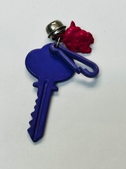 1980s Bell Charm Purple Key Collectible Clip On Charm for 1980s Necklace BIN J