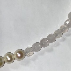 Necklace Choker Rose Quartz Cultured 7mm Pearl Sterling Italian Unused Faceted