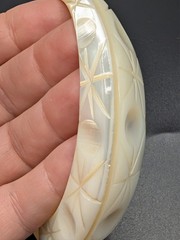 Vintage Carved Mother of Pearl Bib Necklace and Elephant Head Bangle Bracelet