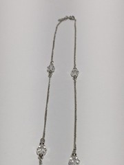 Avon Silver Tone Cable Link Necklace. Stationed Clear Faceted Acrylic Beads 29″