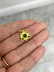 0.68tcw Vintage Natural Emerald & Diamond Camera Lens Pendant Charm 24K Gold