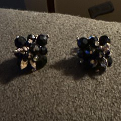 Vintage Vendome Gold-Tone Jet Rhinestone Screw Back Earrings