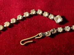 #N01 Vintage Prong Set Clear 3mm Stones Glass 15in Choker Necklace (Replace)