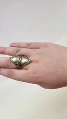 Vintage Tribal Boho Shield Ring Adjustable Ethnic Kuchi Tibetan Mixed Metal