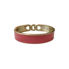 Fornash Vintage Pink Enamel Bracelet Bangle Gold Tone Clamp Closure