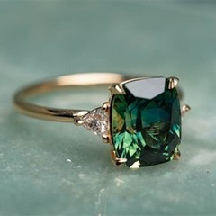 2.5Ct Art Deco Style Emerald Lab Created Diamond Engagement 14K Gold Finish Ring