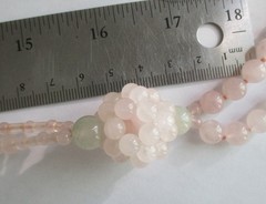 VINTAGE ROSE QUARTZ AVENTURINE KNOTTED BEAD LARIAT TASSEL NECKLACE ASIAN EXPORT