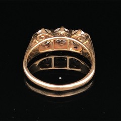 Victorian 1.50 Carat Old European Cut 3 Stone Diamond Half Hoop Band 18K Gold