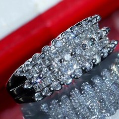 14k white gold ring 1.00ct natural diamond sz 5 wedding band vintage 7.10g N3676
