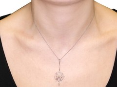 Antique 0.24 Ct Diamond and Seed Pearl, 14k Yellow Gold Pendant, Circa 1910