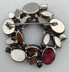 Juliana Wreath Watermelon Brooch Faceted Purple & Clear Rhinestone Silver-Tone