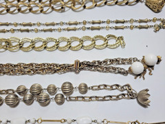 Lot 10 Unique Vintage Costume Jewelry Necklaces-Gold and Silver Tones Nice Asst.