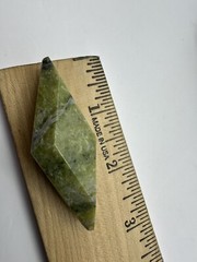 Vintage Faceted Green Stone Handmade Pin Brooch Canadian Jade? 2.5 Inches