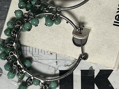 HASKELL Vintage 1980s Earrings Pierced Beaded Hoops Silver Toned 1-1/2″ 1990s