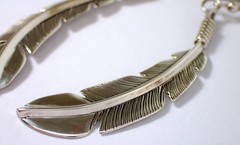 ESTATE Vtg Navajo Feather 12.2g Sterling Silver Feather 3 1/8″ Dangle Earrings