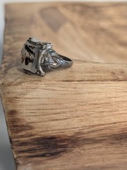 Vintage Sterling Silver Art Deco Moss Agate Ring Size 5