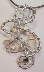 Jeff Lieb Statement Necklace Swarovski Crystal Shell Abstract Art Boho Signed