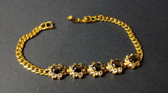 VTG Costume Tennis Bracelet 18 KGP Gold Plated W/Faux Gems Approx. 7.5 in.
