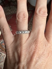 Old European Five Stone Diamond & Platinum Anniversary Band Sz 7 Vintage Ring