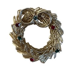 Vintage Unbranded Paperclip Wreath Brooch Office Core Kitschy Festive Holiday