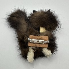 Vintage Genuine Mink Cat Brooch Pin On Original Card Novelty Fur Animal USA