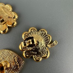 Vintage Enamel Stud Earrings Lot Signed Poinsettias Shamrocks USA Hearts Holiday