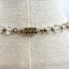 Vintage AB Faceted Glass Necklace Gold Plated 15”