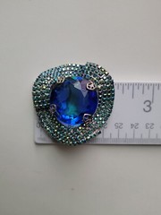 1950’s Mid Century Pin Cobalt Blue Glass Stone Layered Aurora Borealis