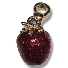 Juicy Couture Strawberry Charm Red Enamel Gold Tone Clip Rare Y2K Dangle