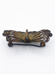 Vintage 800 Silver Filigree Butterfly Brooch Gold Wash 3D Layered Pin