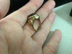 VTG/Antique Art Deco gold filled?rolled?red glass signet ring size 5.25 unsigned