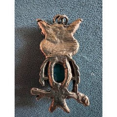 Vintage Owl Pendant Boho Retro Charm Blue Silver