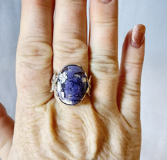 JTV Ring Sterling Silver Purple Stone Floral Flower Oval 925 Size 9 BBJ