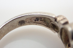 Vintage M Signed Amethyst Peridot Gemstone Sterling Silver Band Ring Sz 8.25