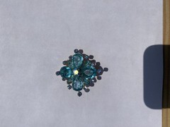 Vintage CORO Blue Stone Circle Brooch Pin and Clip on Earrings Set Signed