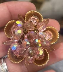 JULIANA DELIZZA & ELSTER ??Pink Crystal Rhinestone Dangle Pin Brooch Cha Cha