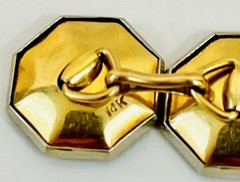 Vintage Antique Pair of Octagon MOP 14K Gold Cuff Links + 3 Shirt Studs 14K Gold