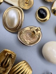Vintage 1980s Pierced Earring Lot Gold Tone 45 Pairs Monet Trifari