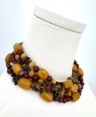 Vintage Estate Chunky Yellow Jasper Tiger’s Eye Mookaite Statement Necklace