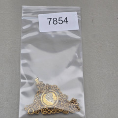 Vintage Mercury Dime Pendant Necklace 26 Inch Gold Tone Coin Jewelry