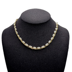 Choker Polished Rice Pearl Gold Tone Braided Chain Pearl Necklace Korea 16 Inch