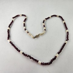Necklace Amethyst & Mother of Pearl Beads 22 inch [8068]