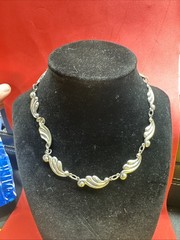 Vintage Danecraft Art Deco Chain Necklace 15 1/2 In Sterling Silver