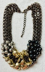 Mesh Copper Silver Gold Black Tone Bead Collar Bib Focal Necklace n0260