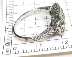 Antique Deco 3 Diamond Filigree Engagement 12KW Gold Ring Sz 6.5 UK-M1/2 EGL USA