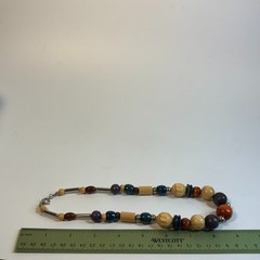 Chunky Vintage Necklace Wood Beads Boho Colorful Eye Catching