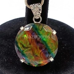 Natural Ammolite 61.5 Ct EGL Opal-Like Organic Doublet 925 Silver Pendant 4HKZ