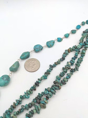 Vintage Turquoise Nugget Necklace Sterling Silver 24 Inch Southwestern Boho