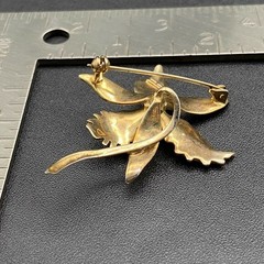Vintage European Lily Flower 800 Continental Silver Rhinestones Pin Brooch